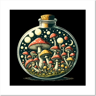 Mushroom Garden in Jar Retro Vintage Posters and Art